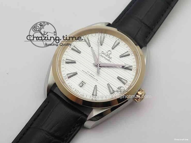 0202 2017 Aqua Terra SS RG XF Best Edition White Textured Dial On Black Leather Strap A Functional 8157